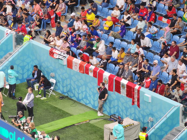 Hinchas peruanos presentes en el Australia vs. Dinamarca. Foto: Carlos Salinas/Grupo La República