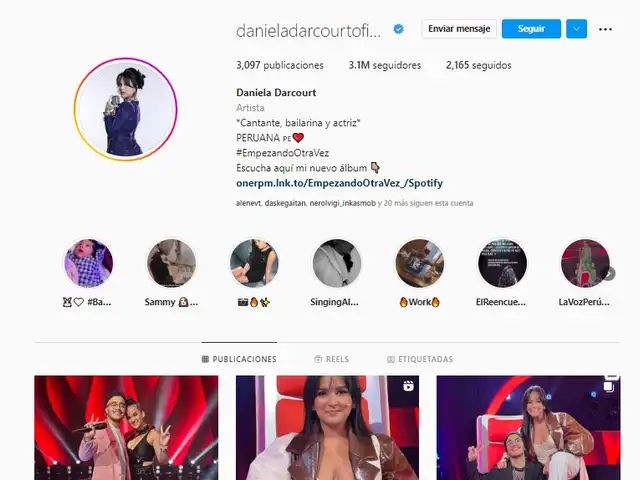 Seguidores de Daniela Darcourt en Instagram