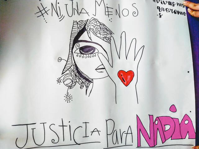 Cartel pidiendo justicia para Nadia durante las marchas del 8 de marzo en Guanajuato.