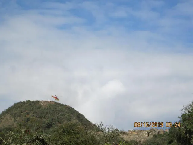 Aterrizaje de helicóptero en Choquequirao