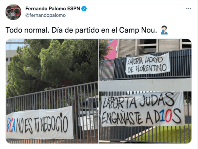 El periodista Fernando Palomo publicó las fotos antes del partido entre Barcelona y Real Sociedad por la Liga. Foto: twitter/Fernando Palomo