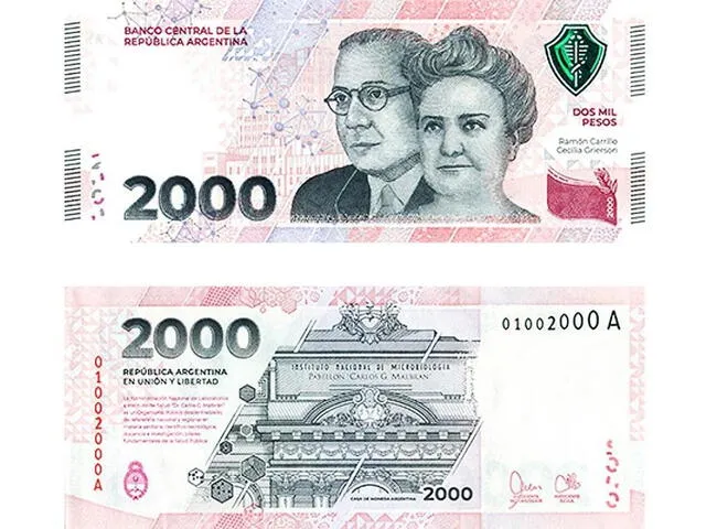 Billete de 2.000 pesos en Argentina