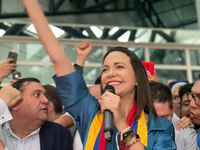 Corina Machado lidera la intención de voto en las elecciones de la oposición. Foto: Alberto News   