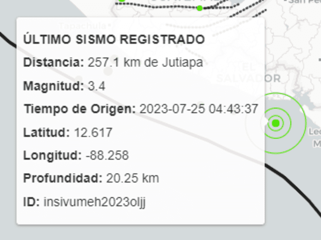 Último temblor registrado en Guatemala. Foto: INSIVUMEH