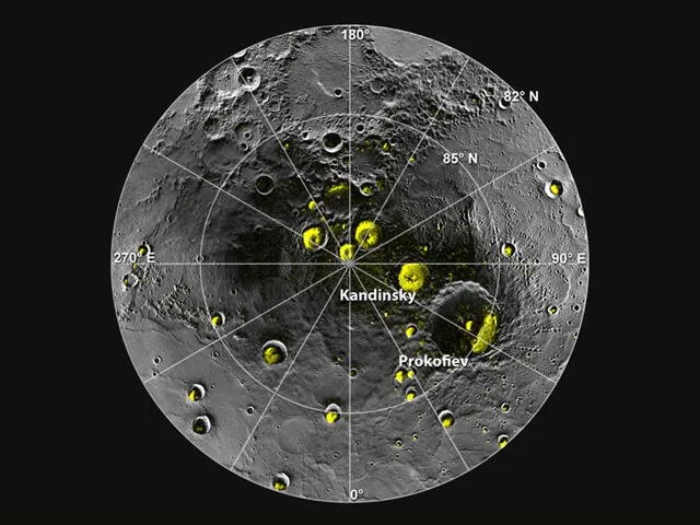  Los cráteres de Mercurio que contienen hielo se encuentran en ambos polos del planeta. Foto: NASA   