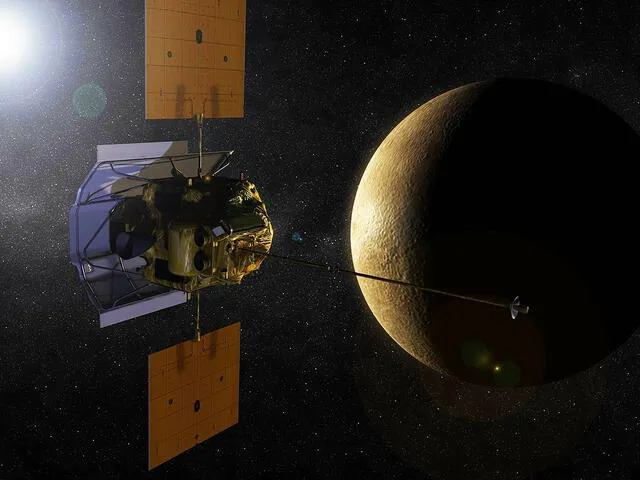  Representación visual de la sonda Messenger en la órbita de Mercurio. Foto: NASA 