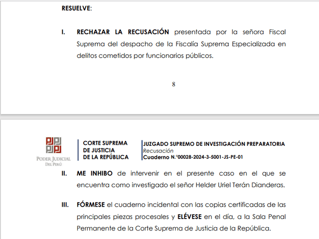 Checkley Soria rechazo la recusación de la fiscal Delia Espinoza. Esto, en el marco de las pesquisas contra Enma Benavides. Foto: Poder Judicial.   