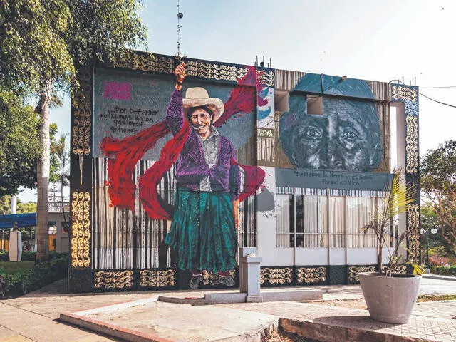  Mural. Mural de Máxima Acuña borrado durante la gestión de la alcaldesa Jessica Vargas, de Renovación Popular. Foto: difusión 