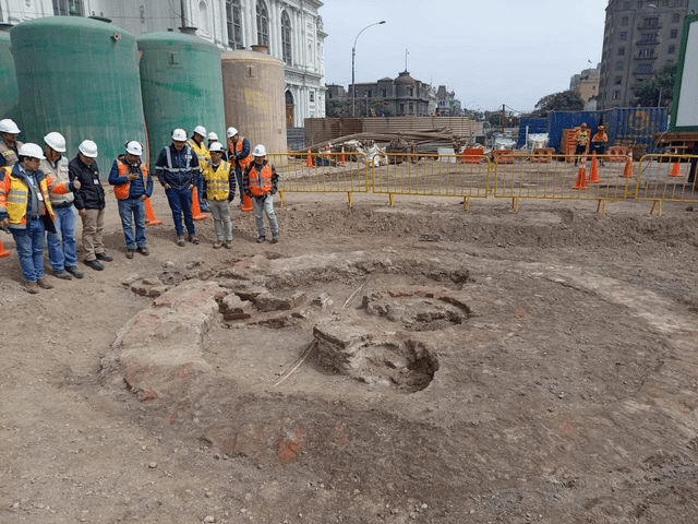  Excavaciones y hallazgo de pileta en obras de Línea 2 del Metro de Lima. Foto: Mincul    