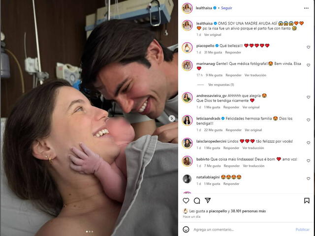 Thaísa Leal compartió en Instagram bonitas imágenes luego de dar a luz a su primer bebé. Foto: lealthaisa.   