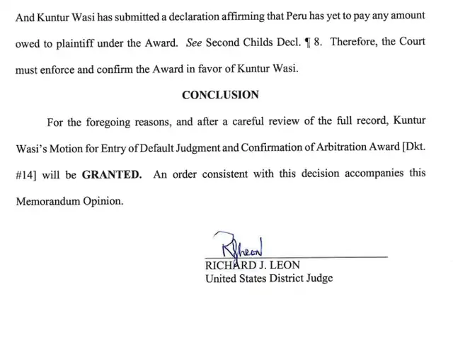  Perú fue declarado en "default" por no pagar arbitraje. Foto: United States District Court    