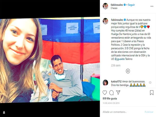 Una publicación en Instagram, de 2015, cuando Guaidó mantuvo una huelga de hambre. Foto: captura