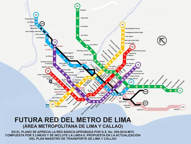 Líneas del Metro de Lima. Foto: MTC