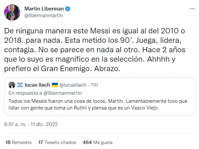 Liberman sobre Messi