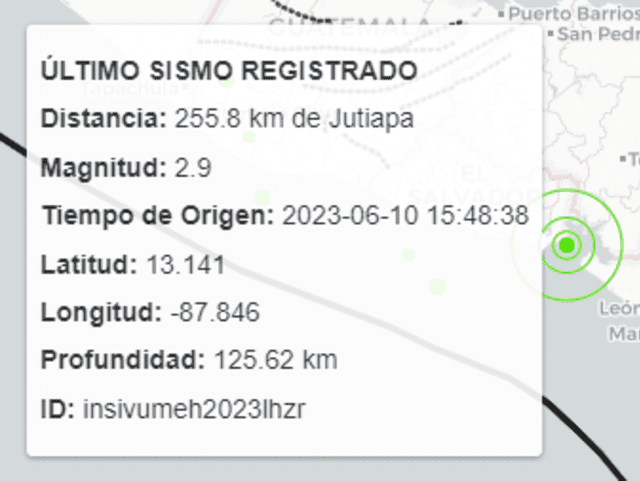 Último temblor en Guatemala. Foto: Insivumeh.