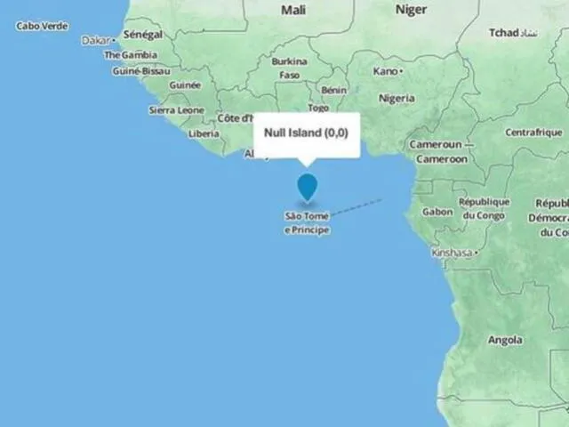  Imagen de Null Island en el mapa virtul. Foto: El Confidencial<br>    