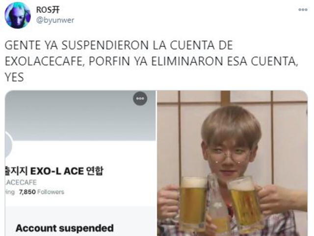 EXO-L ACE CAFE: cuenta de Twitter fue suspendida. Foto: captura Twitter