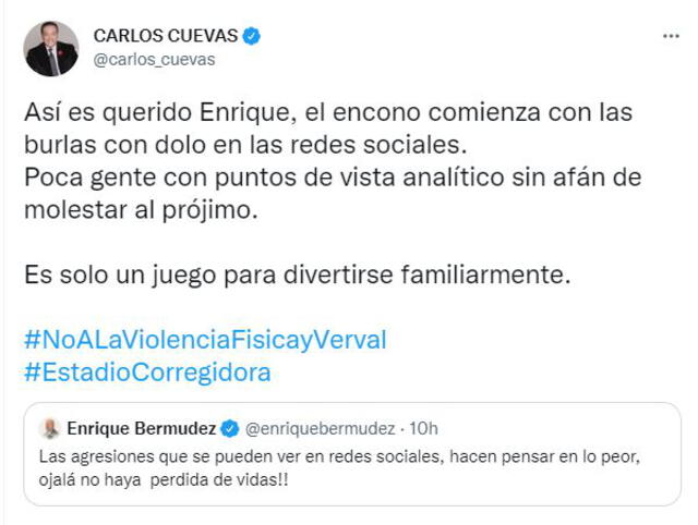 Figuras del medio lamentan hechos de violencia. Foto: captura/Twitter