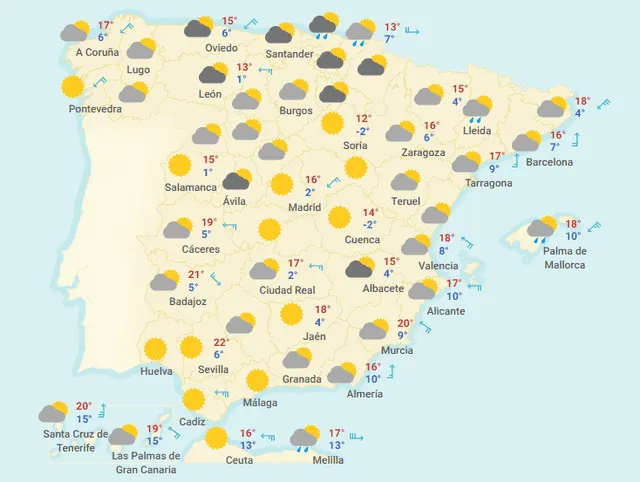 Mapa del tiempo en España hoy, viernes 3 de abril de 2020.