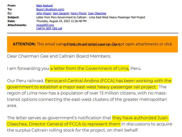  Correo de Railroad Development Corporation confirmaría participación de Olaechea en negociación | Fuente: La Encerrona.    