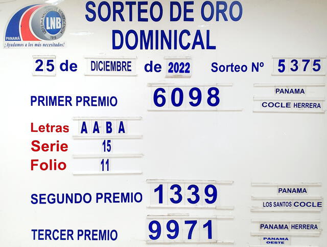 Resultados Sorteo de Oro Dominical 24 de diciembre
