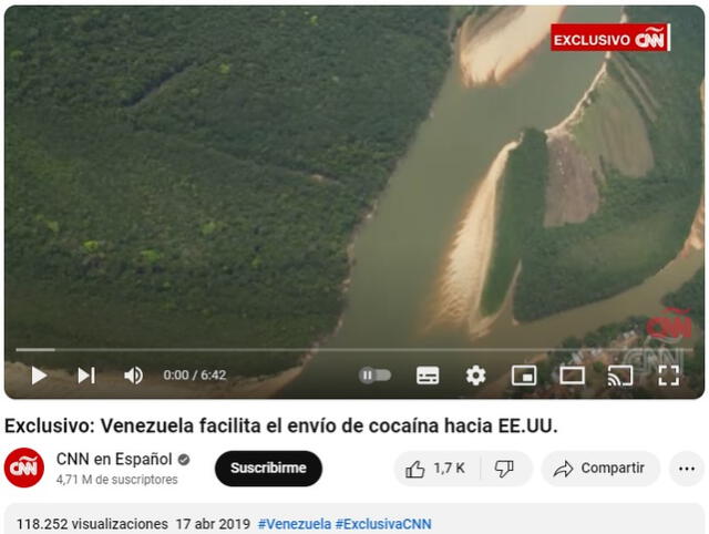  Investigación sobre la ruta de la cocaína en Venezuela fue difundida en 2019. Foto: captura en YouTube / CNN.<br><br>    