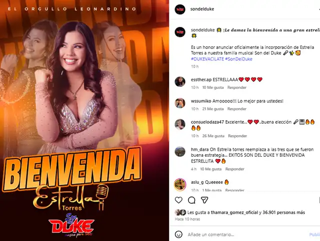 Son del Duke presenta a Cielo Torres como su nueva integrante. Foto: Instagram   