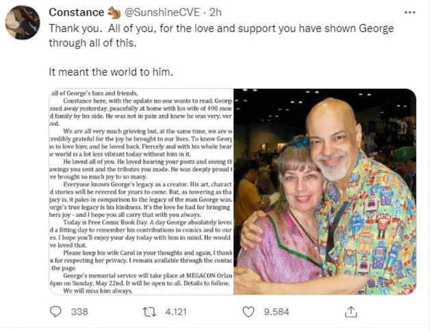 A través de Twitter una vocera de la familia explicó que el creador falleció en compañía de sus seres queridos. Foto: captura/ @SunshineCVE/Twitter.