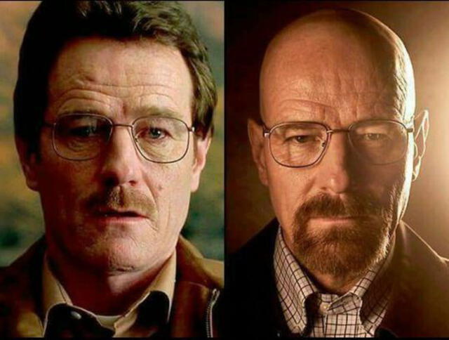 El antes y después de Walter White en Breaking Bad. Foto: composición / AMC
