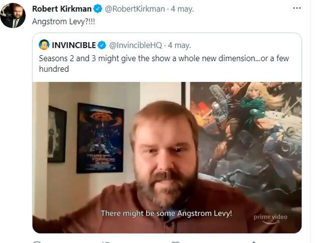 Kirkman anuncia a Astrong Levy. Foto: Captura Twitter @InvincibleHQ