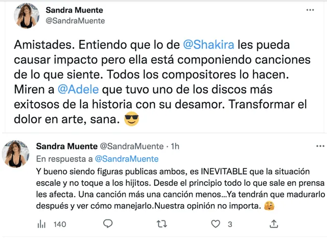 Sandra Muente defiende a Shakira de las críticas por su nuevo tema: “Transformar el dolor en arte, sana”