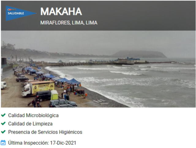 Makaha (Miraflores) está calificada como playa saludable. Foto: Digesa