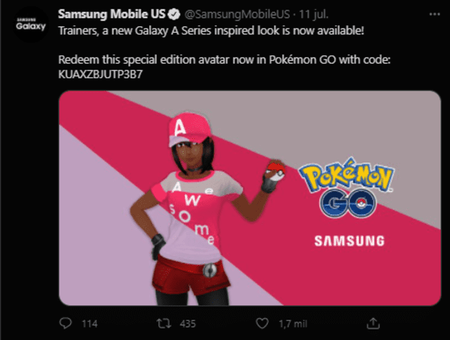 Pokémon GO traje inspirado en Samsung Galaxy A