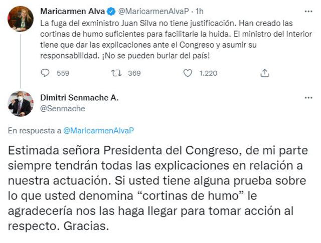 María del Carmen Alva pide explicaciones al ministro del Interior. Foto: captura Twitter