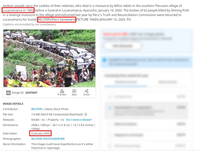 Información de Reuters sobre la fotografía