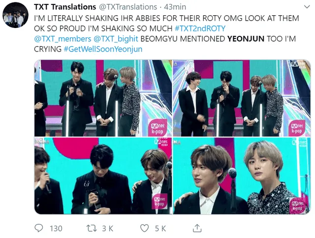 TXT: Beomgyu llora al recordar a Yeonjun en los MGMA 2019