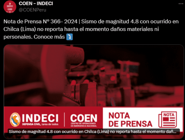 Temblor de magnitud 4.8 remeció Lima hoy, según IGP