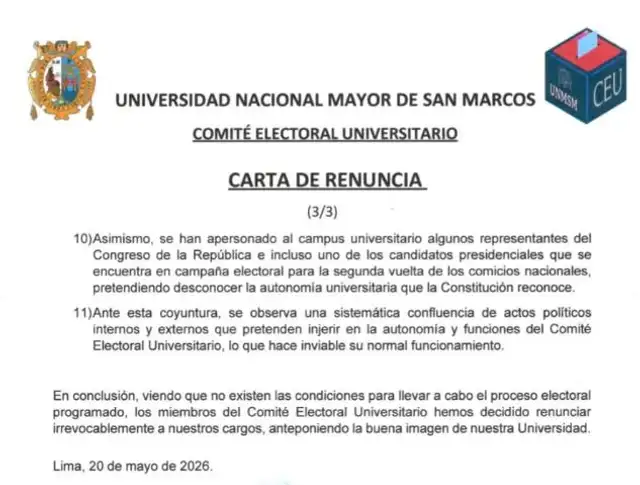 Carta de renuncia del CEU Carta de renuncia del CEU