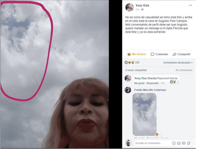 Susy Díaz afirma encontrar el rostro de Polo Campos en el cielo