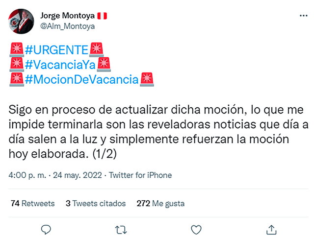 Montoya. Foto: Jorge Montoya/ Twitter.