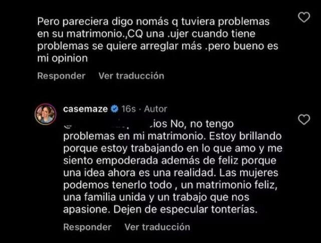  Cassandra Sánchez y su fuerte respuesta a usuario. Foto: Instagram/Cassandra Sánchez 