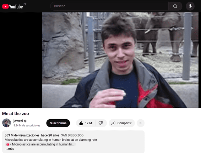 "Me at the zoo" fue el primer video subido a YouTube. Foto: captura "Me at the zoo" fue el primer video subido a YouTube. Foto: captura