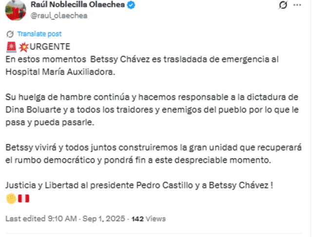  Tweet del abogado Raúl Noblecilla   