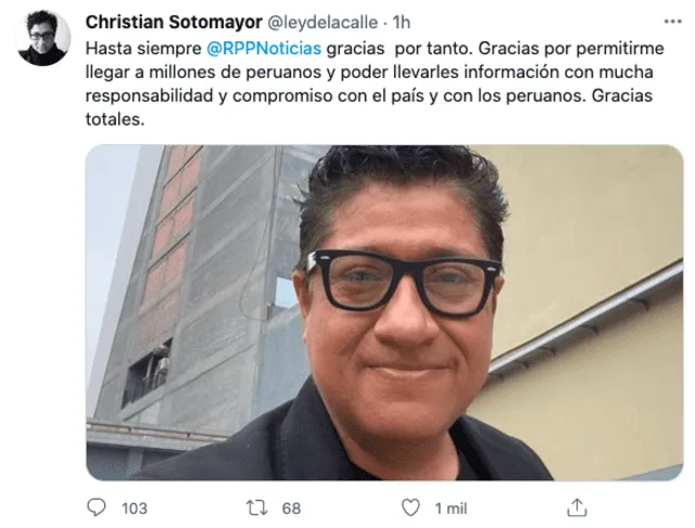 Periodista Christian Sotomayor anuncia su salida de RPP: “Hasta siempre, gracias por todo”