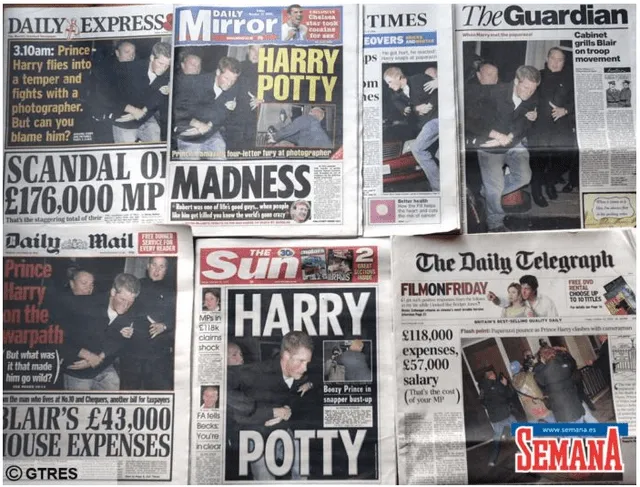 Príncipe Harry en varias portadas de diarios británicos.