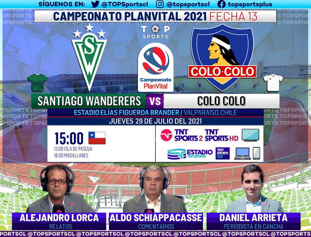 Santiago Wanderers vs. Colo Colo vía TNT Sports HD. Foto: Top Sports/Twitter