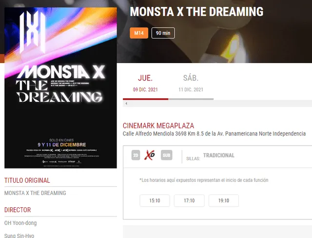 MONSTA X The dreaming, Perú, Cinemark, Cinépolis