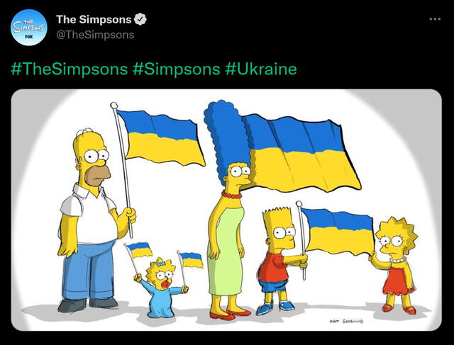 Mensaje de apoyo a Ucrania de Los Simpson. Foto: Twitter