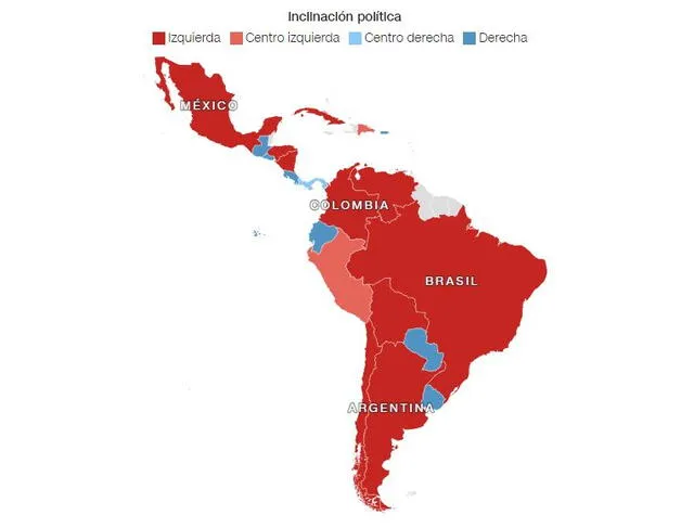 Los países latinoamericanos que se dividen entre las ideologías de Derecha, izquierda y Centro. Foto: Jhasua Razo.   
