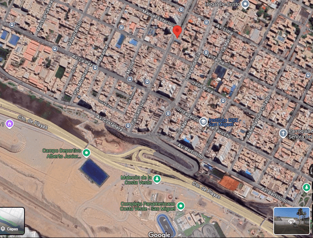 Inicia a 160 metros del circuito de playas de la Costanera. Foto: captura de pantalla/Google Maps Inicia a 160 metros del circuito de playas de la Costanera. Foto: captura de pantalla/Google Maps